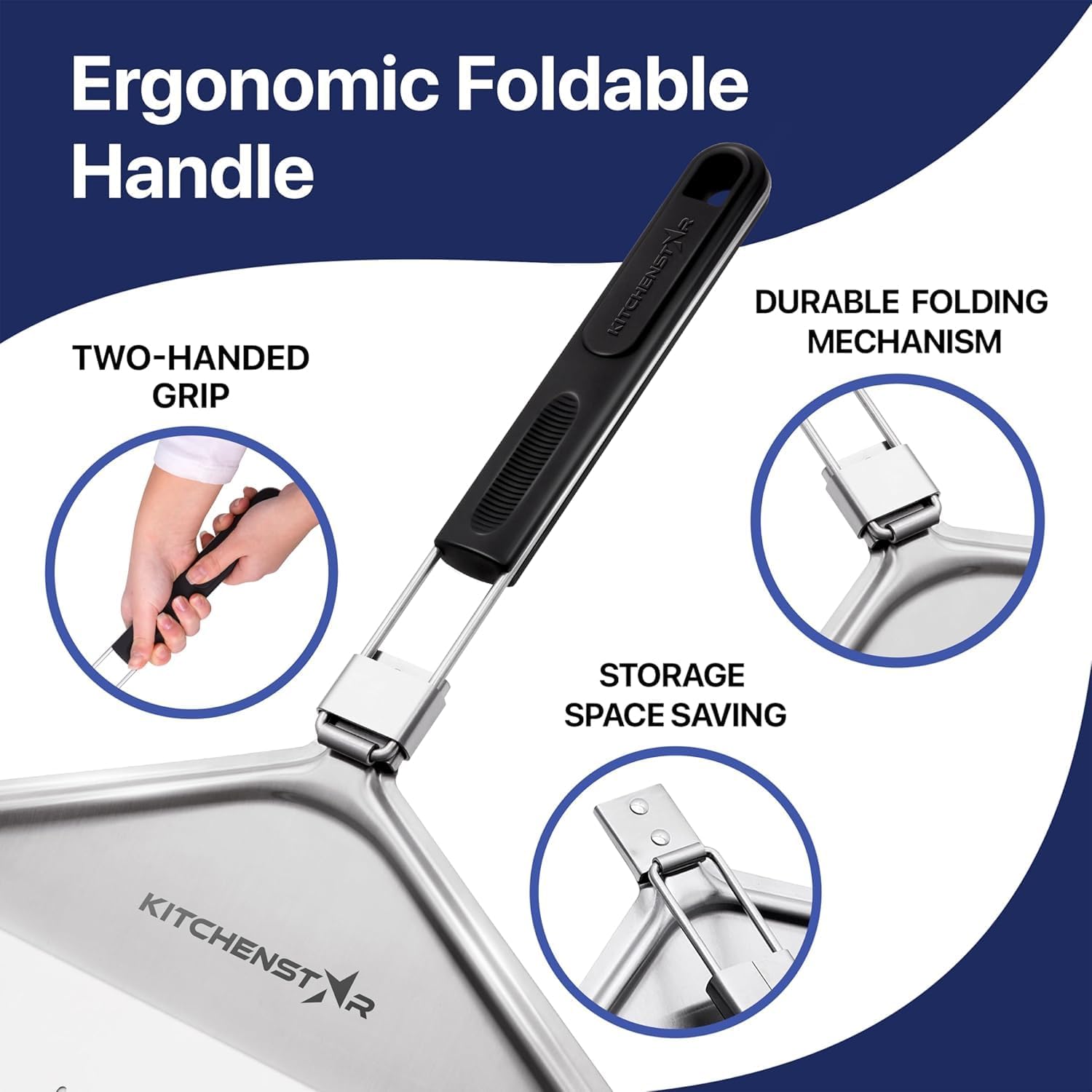 12" Perforated Pizza Peel with Long Folding Handle - Stainless Steel Spatula Paddle for Effortless Pizza Transfer & Easy Storrage - Outdoor Pizza Oven Accessories