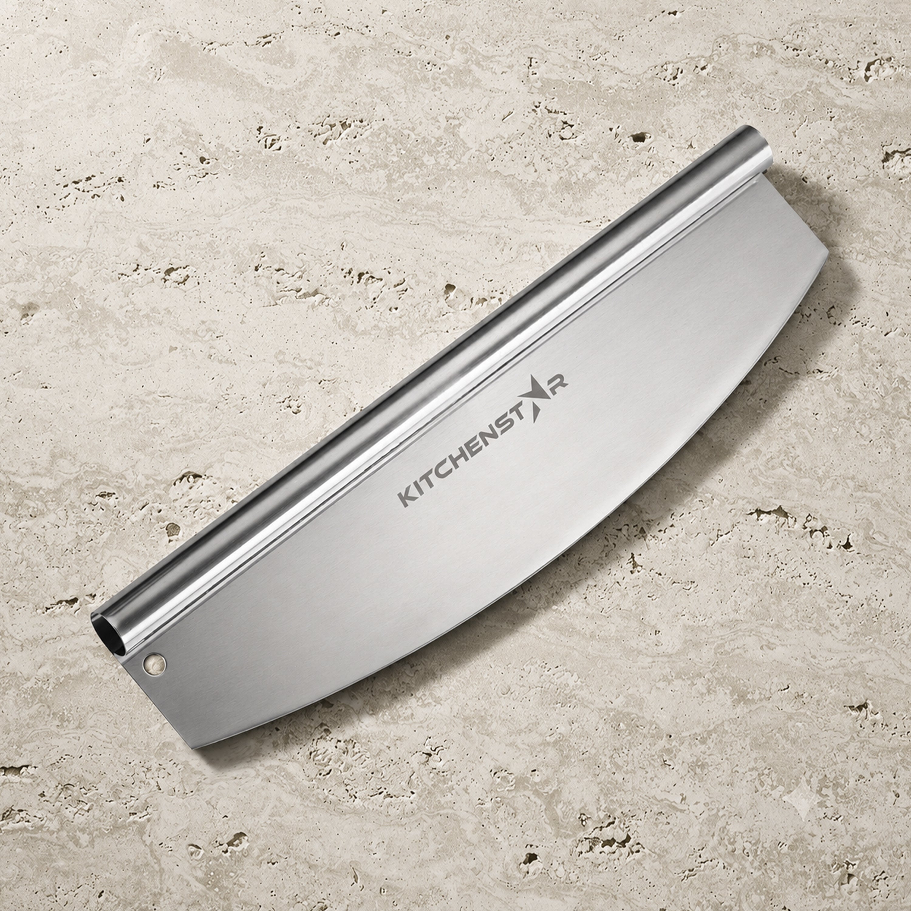 16-Inch Pizza Cutter Rocker Blade — One-Cut Slicing, Silver