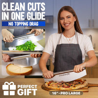 16-Inch Pizza Cutter Rocker Blade — One-Cut Slicing, Silver