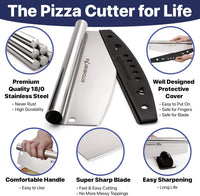 14-Inch Pizza Cutter Rocker Blade — One-Cut Slicing, Silver
