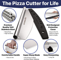 16-Inch Pizza Cutter Rocker Blade — One-Cut Slicing, Silver