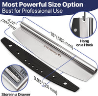18-Inch Pizza Cutter Rocker Blade — One-Cut Slicing, Silver