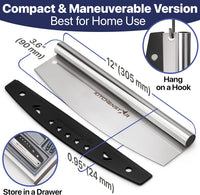 12-Inch Pizza Cutter Rocker Blade — One-Cut Slicing, Silver