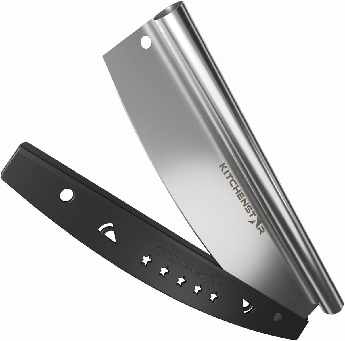 KitchenStar Pizza Cutter Rocker 14 inch + Acacia Wood Pizza Peel 14" - Pizza Making Set Bundle