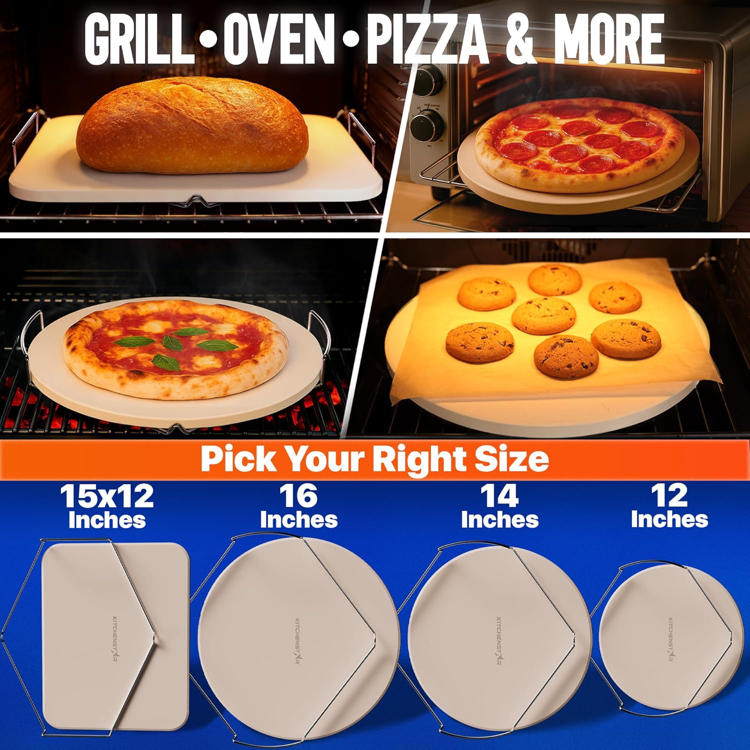 KitchenStar 15x12-inch Pizza Stone - Thumbnail 4