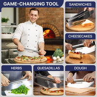 18-Inch Pizza Cutter Rocker Blade — One-Cut Slicing, Silver
