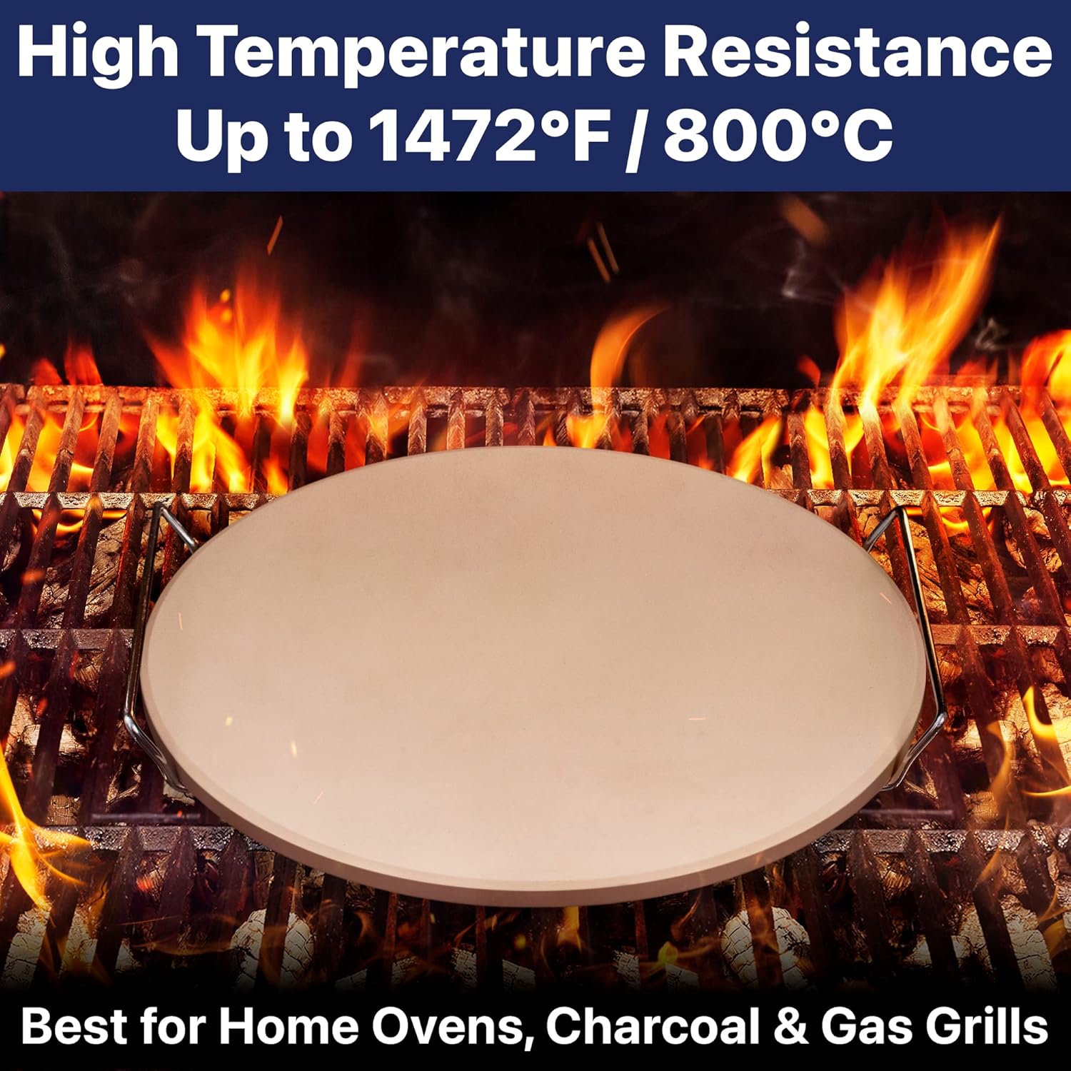 KitchenStar Pizza Cutter Rocker 14 inch + Acacia Wood Pizza Peel 14" + Pizza Stone for Oven and Grill 14" - Pizza Making Set Bundle