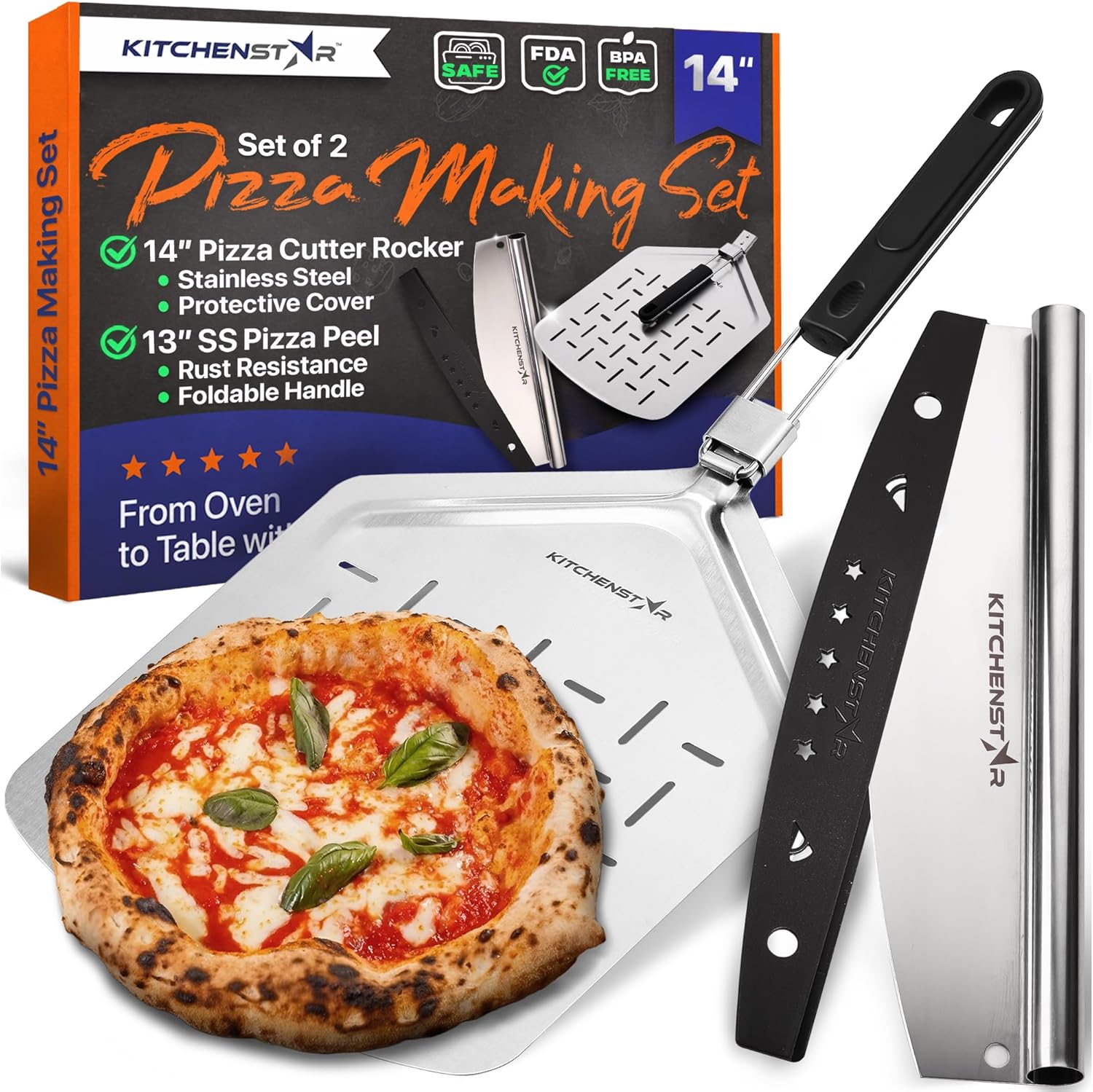 Pizza Making Kit by kitchenStar (Set of 2), Medium - 14