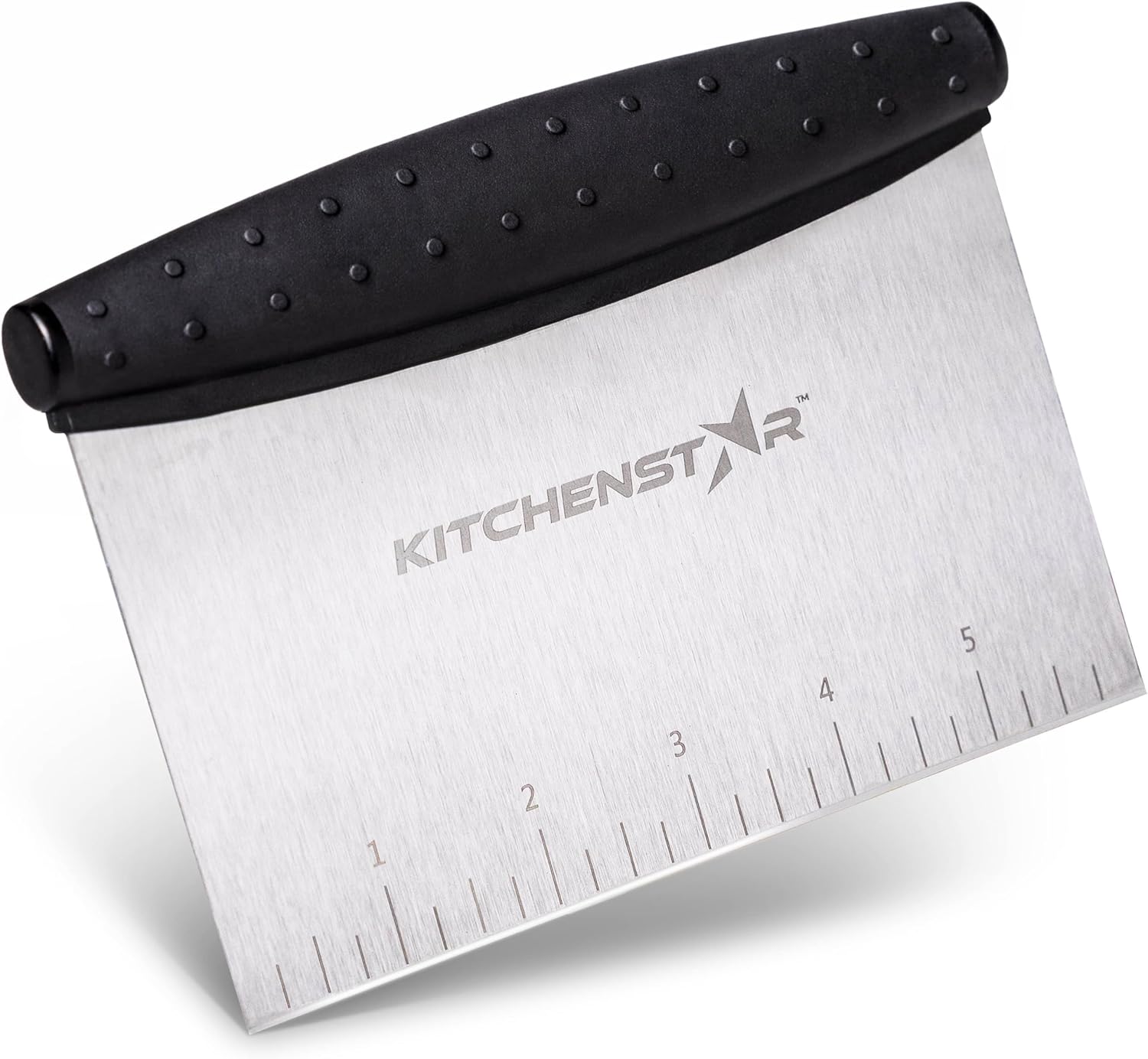KitchenStar 6-inch Bench Dough Pastry Scraper with Measurement Markings & Ergonomic Handle - Multipurpose Sharp Cutter Tool for Bread, Pizza & Vegetables - Stainless Steel Bench Knife, Dishwasher Safe
