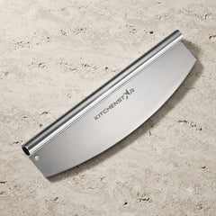 16-Inch Pizza Cutter Rocker Blade — One-Cut Slicing, Silver