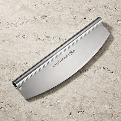 16-Inch Pizza Cutter Rocker Blade — One-Cut Slicing, Silver